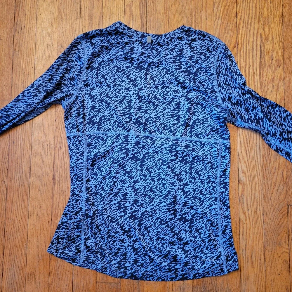 Nike M Running Top Blue Digital Animal Print Dri FIT Performance Athleisure